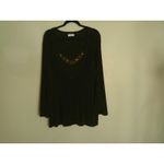 Vintage Vikki Vi Womens 1X Chocolate‎ Brown Top Blouse Long Sleeve Embellished Photo 1