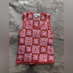 DENISE COLLECTION Vintage Crochet Boho Sweater Tank Top Women’s Sz L EUC Red Size L Photo 4