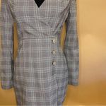 ZARA ✨SALE Grey Plaid Jeweled Blazer Mini Dress Size S NWT Photo 5