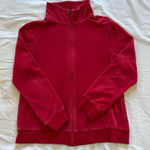 Hanes Hot pink velour velvet zip up mock neck sweatshirt L barbiecore Photo 0