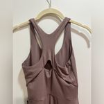 Girlfriend Collective  exercise dress Lola vneck shorts taupe light brown pockets Photo 3