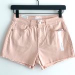 Tinseltown New Frayed Hem High Rise Shorts Pink Stretch Denim Juniors Size 1 / Waist Size 25 Photo 1
