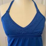Guess Embroidered Detail Blue Halter Tank Top Size Small Photo 1