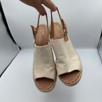 Toms Women's Wedge Heel Espadrille Sandals Ankle Strap Beige Canvas Women's 12 Photo 5
