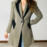 VINTAGE 90s B Louise Houndstooth Blazer Black Size 6 Photo 0