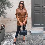 ZARA Faux Leather Belted Shirt Shacket Overshirt Dress in Cognac Brown Size XS Photo 2