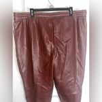 Candace Cameron Bure Faux Leather Pull On Lined Jogger Pants Raisin Brown Sz XL Photo 5