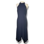 Monique Lhuillier Women’s Navy Love No One High Low Crepe Gown Size 14 Photo 4