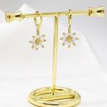 Crystal Flower Earrings – Gold Hoop with CZ Daisies, Sparkling Floral Jewelry Photo 3