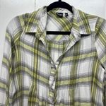 Cruel Denim 3/4 Button Women's Plaid Long Sleeve Shirt Size Small Side Pockets Green Photo 2