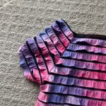 Tiara International Tiara Womens Small S Pink Purple Ruffle Blouse Top T Shirt Tee Y2K 90s Photo 2