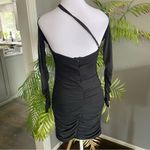 Sorelle UK Black Ruched Sheer Long Sleeve Mini Dress Slinky Bodycon HoCo M new Size M Photo 3