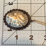 Vintage Floral Cameo Pendant Necklace Black Photo 4