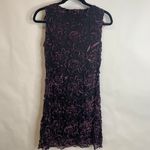 Vintage Lace Mesh Ruffle Sheath Dress Sz Medium Purple Black Photo 5