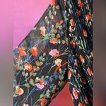 ZARA Large Black Floral Pleated 3/4th Sleeve Babydoll Mini Dress by Photo 9