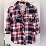 Market & Spruce  | red white & blue plaid button up collared shirt, size XSP Photo 0