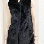 ANGL Black 100% Fur Sleeveless Hooded Coat Size S Photo 0