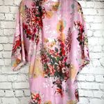 Women's Batwing Floral Chiffon Kimono Beachwear Cover Up Pink L Size L Photo 8