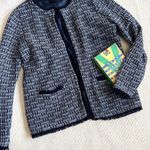 J.Crew  Wool Blend Tweed Cardigan Navy Blue Jacket Small Photo 4