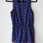 Charlotte Russe Blue Patterned Open Back Romper Medium Photo 3