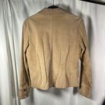 A.M.I. Leather Jacket Tan Brown Suede Button Up Womens Medium Career Photo 9