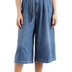 Levi's High-Waisted Cropped Wide Leg Tie-Waisted Chambray Jeans Photo 12
