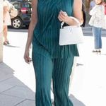 ZARA  Selena Gomez Green Ribbed Pleated Bow Tie Sleeveless Tank Blouse Top Size S Photo 4