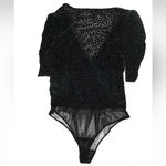 Leith  Women’s Black & Green Leopard Print V-Neck Bodysuit Size XL Photo 2