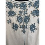 Free People  Samson Embroidered Beaded Mini Dress In Ivory/Blue Low Back Cotton Photo 3