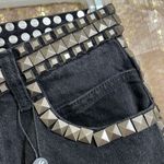 One Teaspoon Free People x  Black Denim Oak Studded Rocko Slit Maxi Skirt 2/24 NW Photo 2