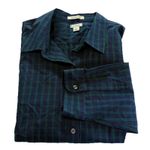 LL Bean Plaid Wrinkle Free Pinpoint Oxford 3/4‎ Sleeve Button Up Shirt LARGE Photo 0