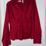 Covington  women's red striped long-sleeve blouse with metallic threads large Photo 0