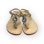 Trina Turk Mystique x  𖦹 Ankle Strap Thong Crystal Sandal 𖦹 Natural Leather 7M Photo 8