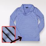 Lands' End Lands’ End Blue Black Striped Cowl Neck Long Sleeve Top XS Photo 7