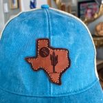 Texas Baseball Hat Leather Patch Distressed Blue Trucker Hat State Outline Adams Photo 3