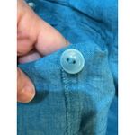 Flax  Button Down Short Sleeve Tunic Shirt‎ Blouse Size Medium Aqua Blue! Photo 4