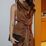 ZARA  Brown Satin maxi long Dress evening party holiday  wedding cocktail gown  Photo 0