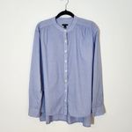 Ann Taylor  Womens Blue Pinstripe Buttondown Shirt Size Large Photo 3