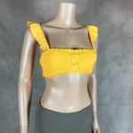California Waves Yellow Smocked Ruffle Bikini Top NWT SMALL Photo 6