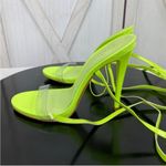 Schutz  Cloe Ankle Wrap‎ Heels Neon Green 7 Clear Toe Strap Open Toe Photo 3