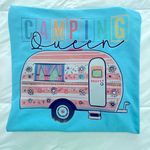 “Camping Queen” Port and Company Graphic Tee. Size Large Blue Photo 0