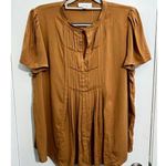 Bohme Blouse Large Mustard Yellow Pleated Flowy Preppy Summer NWT Photo 0