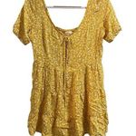 Bohme  Babydoll Top Women’s Medium Tiered Blouse Yellow White Smocked Adult Photo 0