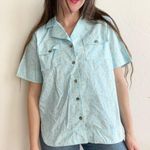 Ganni  Floral Organic Cotton Poplin Button-up Shirt In Blue Photo 1
