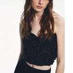 H&M NWT  APPLIQUÉD BANDEAU CROP TOP in BLACK | US S Photo 4