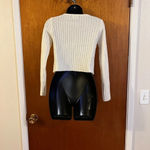 Say What? Say What Women’s Ivory Ribbed Knit Cropped Cardigan Sweater Small Zip-Up V-Neck Photo 11