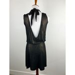 Veronica M  Black Gold Lurex Sparkle Mock Neck Backless Draped Cocktail Dress XS Photo 1