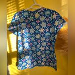 Colorful Sea Life Print Scrub Top Blue Photo 1