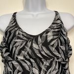 prAna  Margot Black White Tankini Leaves Cross-Back Swimsuit Size 40D EUC #2437 Photo 2
