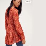 Free People FP Womens Dark Romantic Tunic Long Sleeve Shirt Orange Merlot Combo Photo 4
